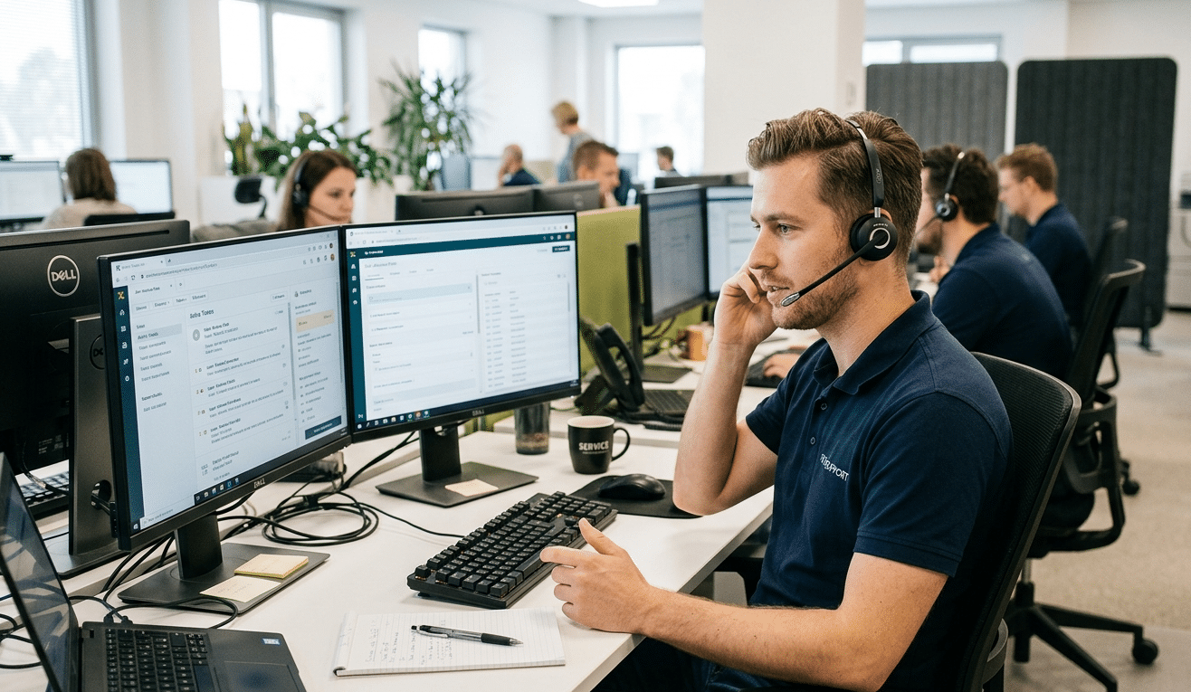 technicien support au téléphone