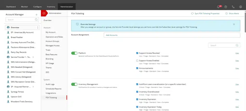 HaloPSA permet de gérer les factures relatives aux licences WatchGuard Cloud